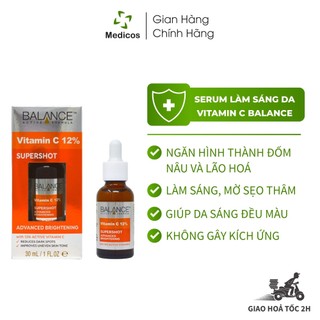 Serum làm sáng, đều màu da Balance Vitamin C 12% Suppershot Booster Advanced Brightening
