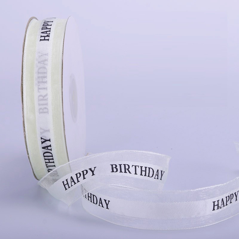 Ruy băng voan chữ ❤️ Happy Birthday ❤️ size 2.5cm  Ruy băng gói quà sinh nhật, gói hoa cao cấp