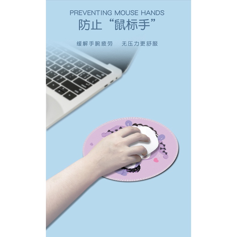 Tấm Lót Chuột Máy Tính Hình Tròn Bằng Cao Su Chống Trượt Họa Tiết Hoạt Hình Kuromi Dễ Thương