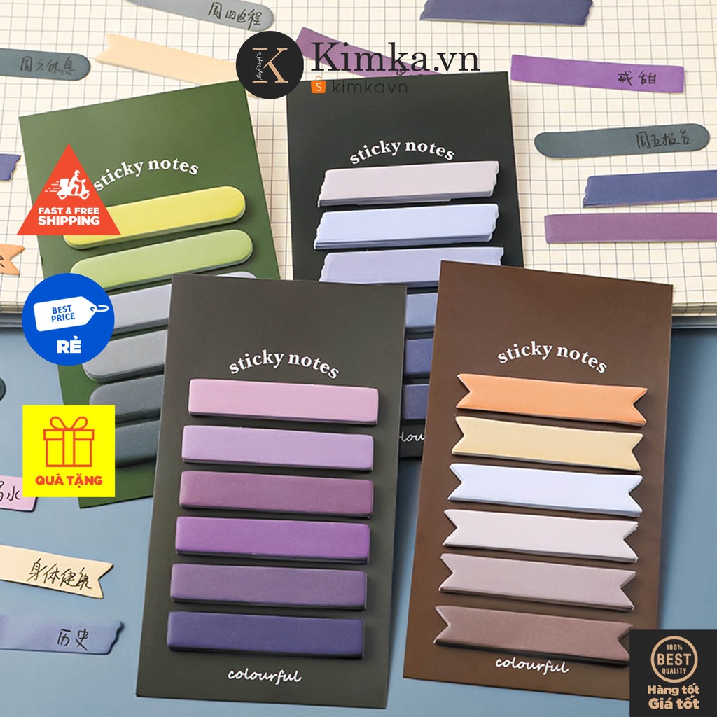 (189) Giấy Note, Ghi Chú, Đánh Dấu Set 6 Màu