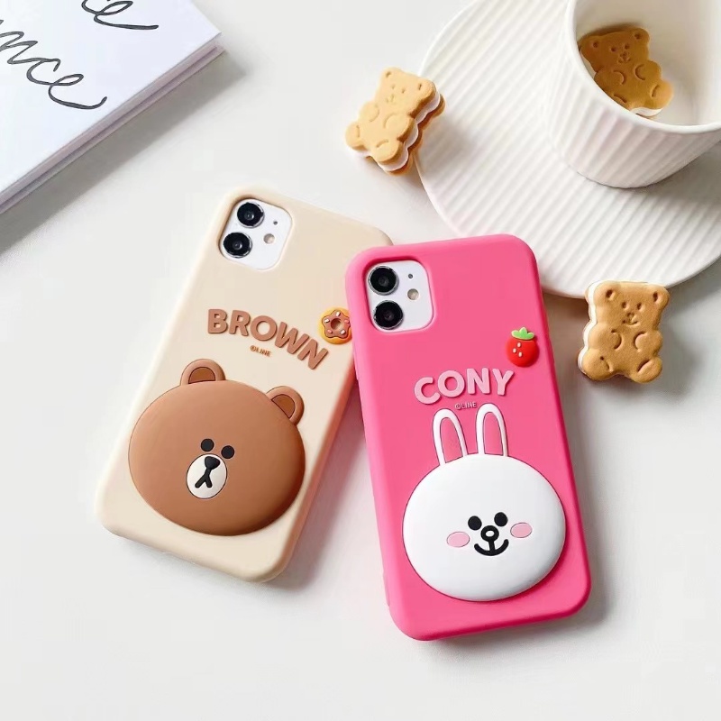 LINE FRIENDS Ốp Điện Thoại Silicon Mềm Hình Gấu Nâu Cony Sally 3D Cho iPhone 14 Pro Max 14 Plus 13 Pro Max 12 Pro Max 12 Pro 11 Pro Max 11