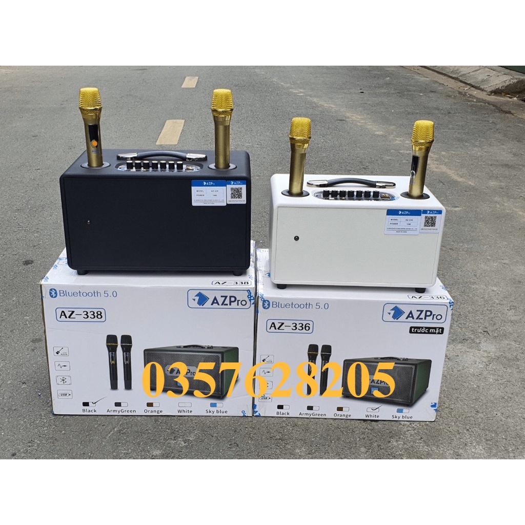 Loa kéo karaoke AZPRO AZ- 338 Bass 16 kèm 2 Micro không dây kim loại