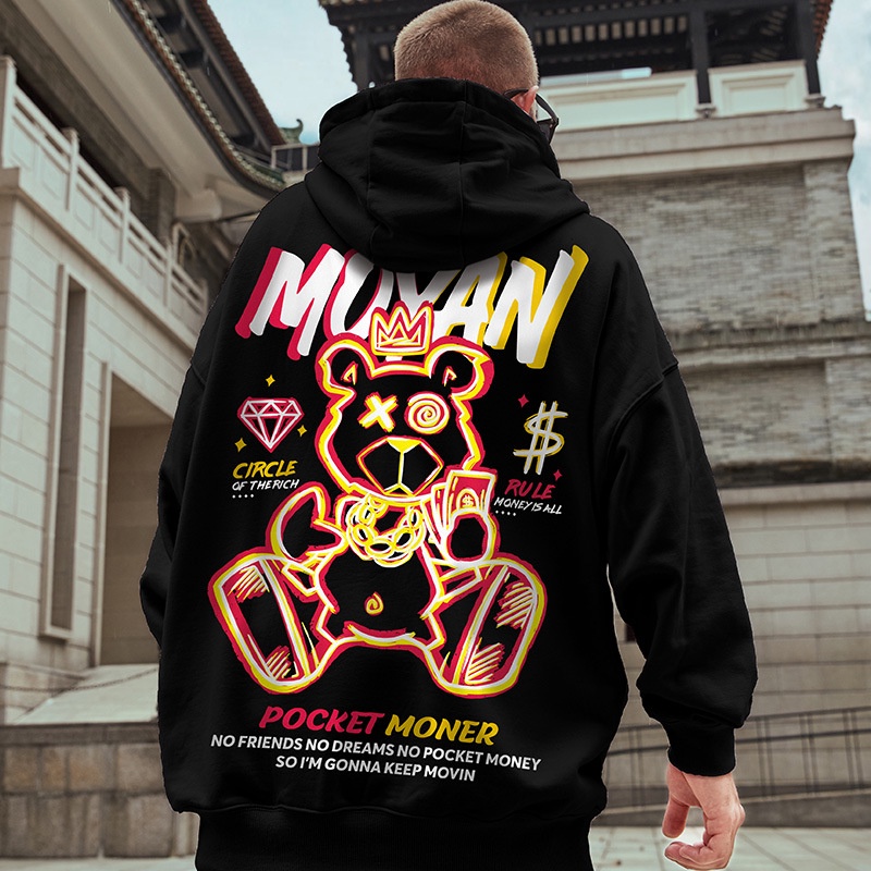 Áo Khoác Hoodie Dáng Rộng Plus Size Thời Trang Đường Phố Dành Cho Nam Fru304