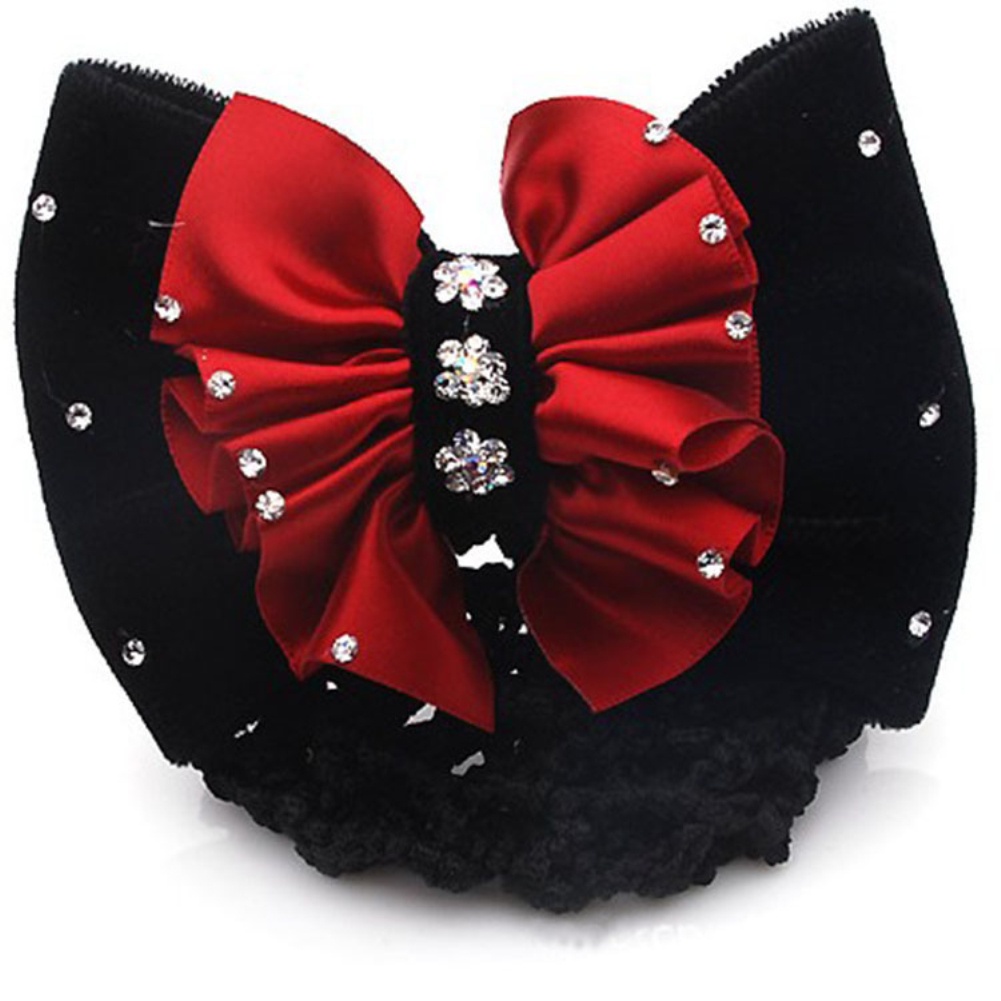 Kẹp Tóc Vải Satin Màu Trơn Trang Trí Nơ Đính Đá Thời Trang Cho Nữ