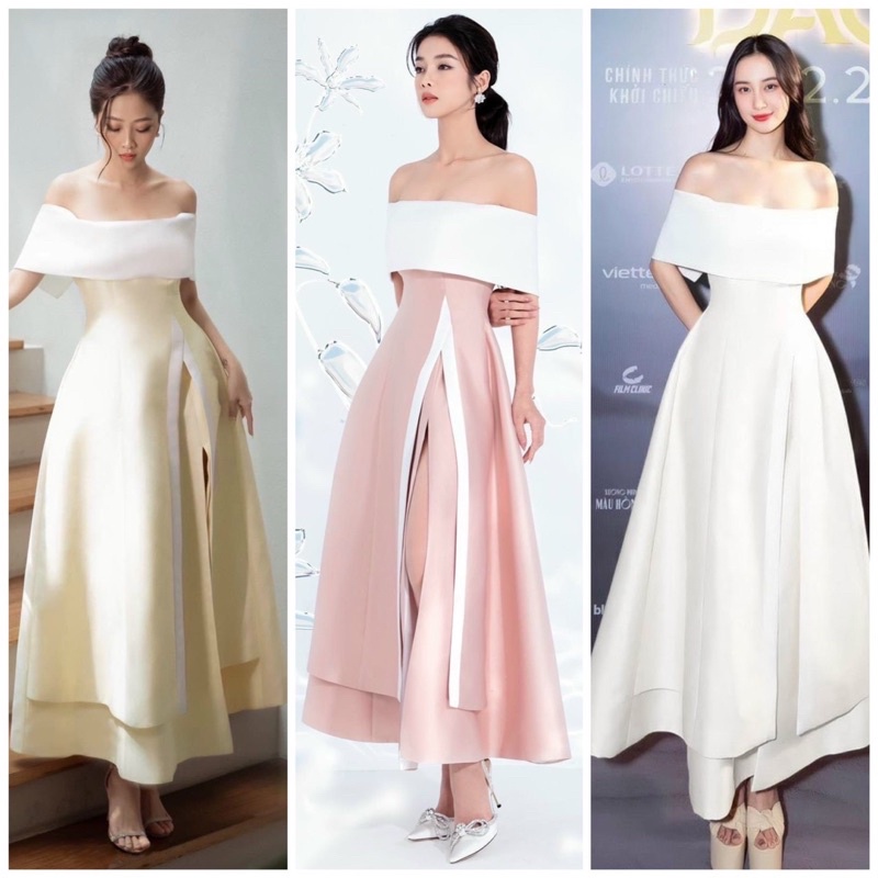 ĐẦM BẸT VAI 2 TẨNG PHỐI MÀU