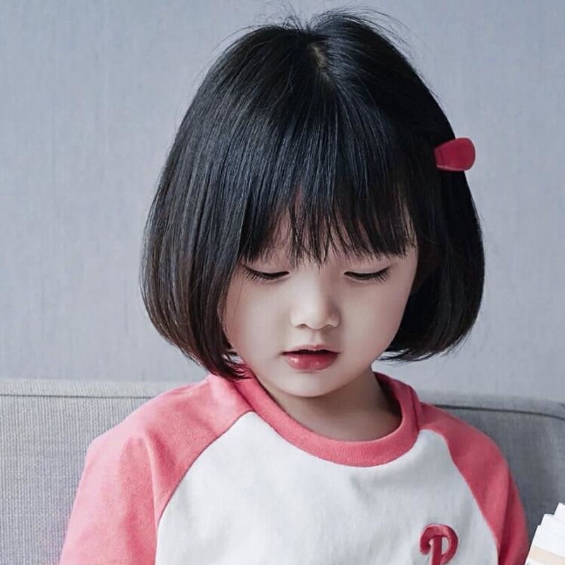 Tóc Giả Ngắn Mái Ngang Có Khóa Cài Bên Trong Cho Bé Gái