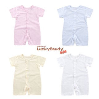 Áo Liền Quần Bằng Cotton Tay Ngắn Màu Sắc Trơn Dành Cho Bé Sơ Sinh 0-18 Tháng Tuổi