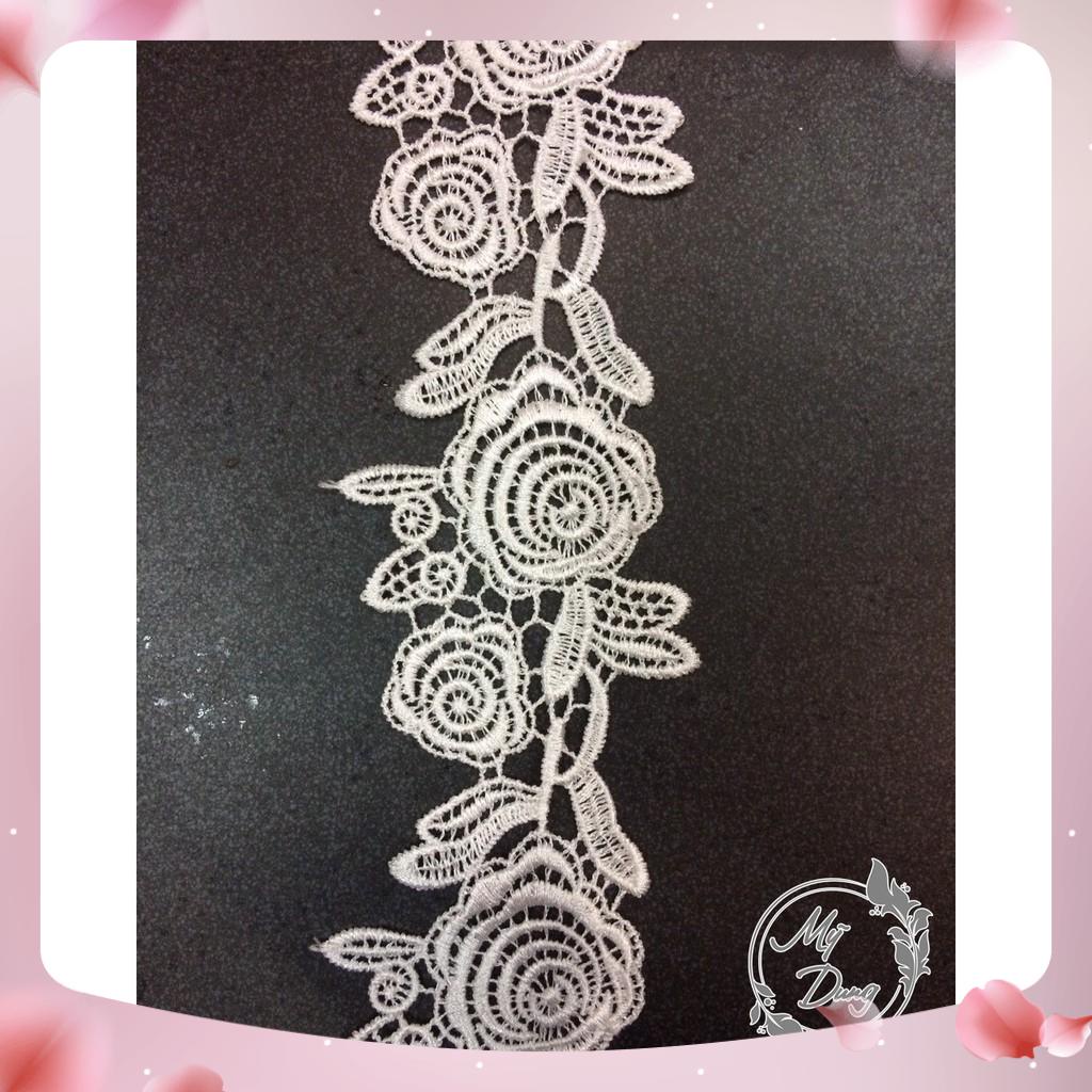 [Nhiều màu] Ren chỉ bông hồng (Dây dài 13,5 mét - Rộng 5,5 cm)