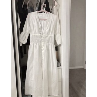 [Order] Váy trắng dài cổ V retro (Kèm ảnh thật)