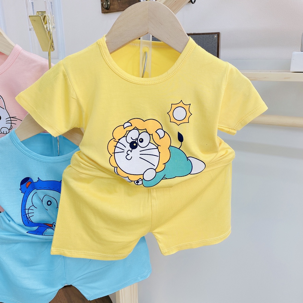 {Hình ngẫu nhiên} Bộ cộc tay thun lạnh cho bé 6-16kg nhiều họa tiết đáng yêu, mẫu mới năm 2023 -BO114