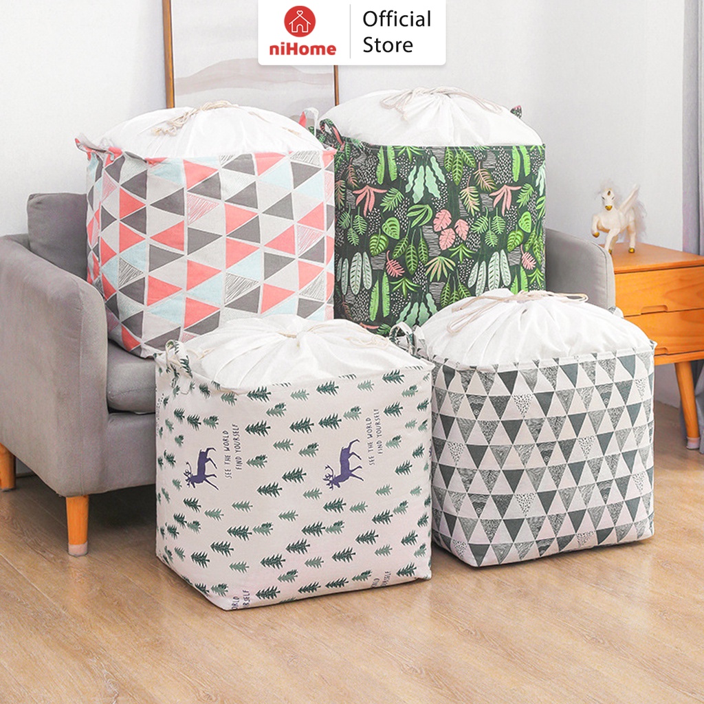SIZE Lớn - Túi đựng quần áo chăn màn JYoohome Vải canvas không thấm nước, giỏ đựng đồ đa năng có thể gấp gọn