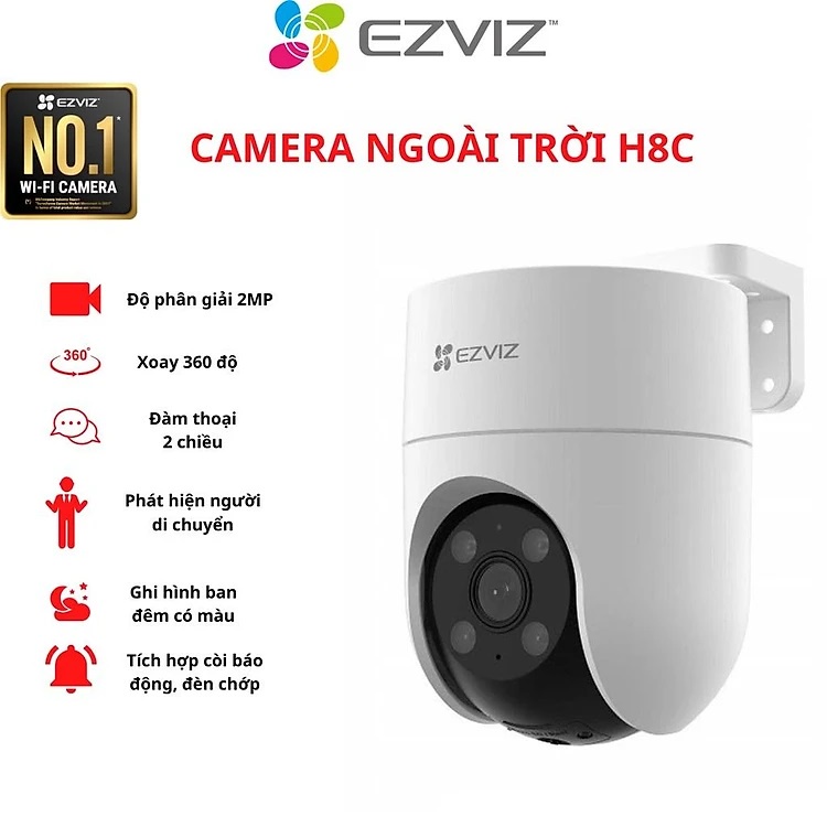 Camera Wifi PTZ Ngoài Trời Ezviz H8 Pro 5M 3K, C8PF, H8C, C8W xoay 360 độ, tích hợp AI - hàng chính hãng