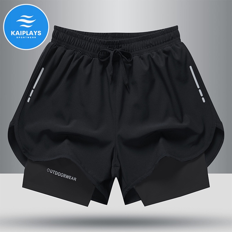 Quần đùi nam thể thao hai lớp, quần bơi nam chống thấm nước chơi tennis, bóng rổ, tập gym, chạy bộ KAIPLAYS KP036