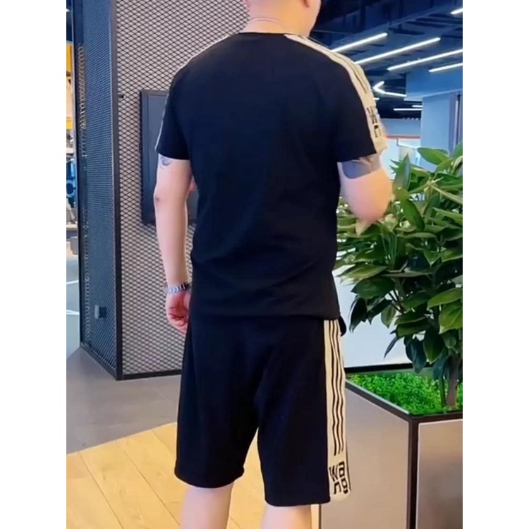 Bộ Phông Cộc Tay Mùa Hè Phối Kẻ Viền Wangg Cá Tính Độc Lạ, Cotton Co Dãn 4 Chiều Cao Cấp