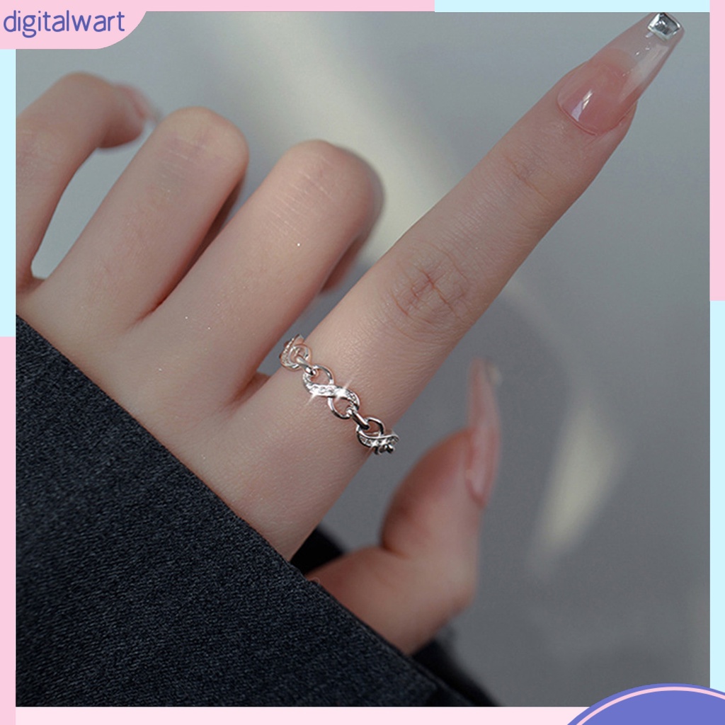 Nhẫn Hở Khắc Số 8 Vô Cực Đính Đá Lấp Lánh Thời Trang Có Thể Điều Chỉnh Cho Nữ