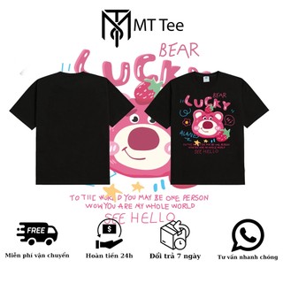 [MẪU HOT] Áo gấu hồng lotso thun Cotton 2 chiều mẫu Hot Vải Cotton Đen trắng gấu hồng 10 MTTee