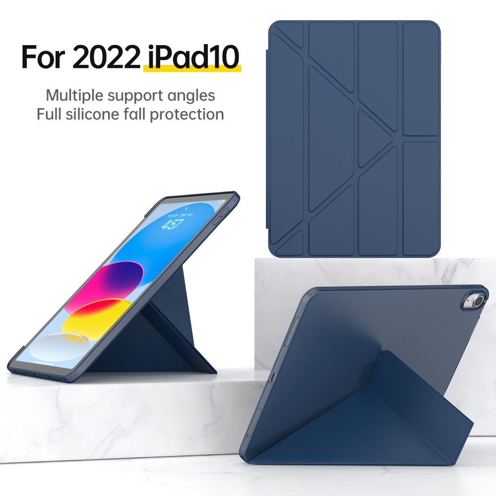 Ốp Máy Tính Bảng Silicon Mềm Gấp Gọn Chống Sốc Cho iPad 10th 2017 2018 9.7-inch Air mini 1 2 3 4 5 7 8 Pro 10.5 10.2 11