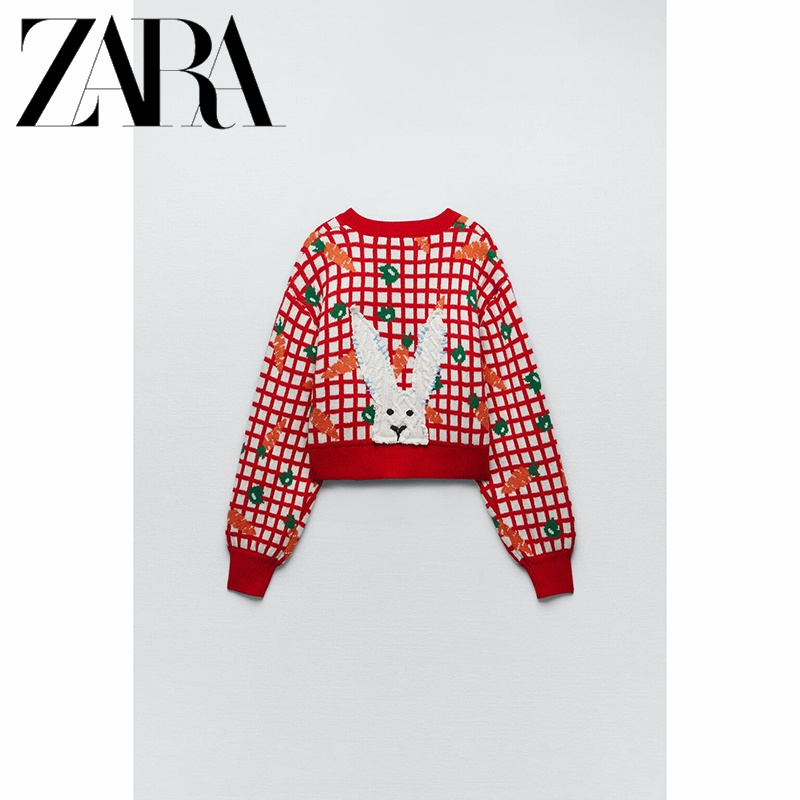 Áo Khoác Len Dệt Kim Hoa Văn Cà Rốt Thời Trang Dành Cho Nữ ZARA