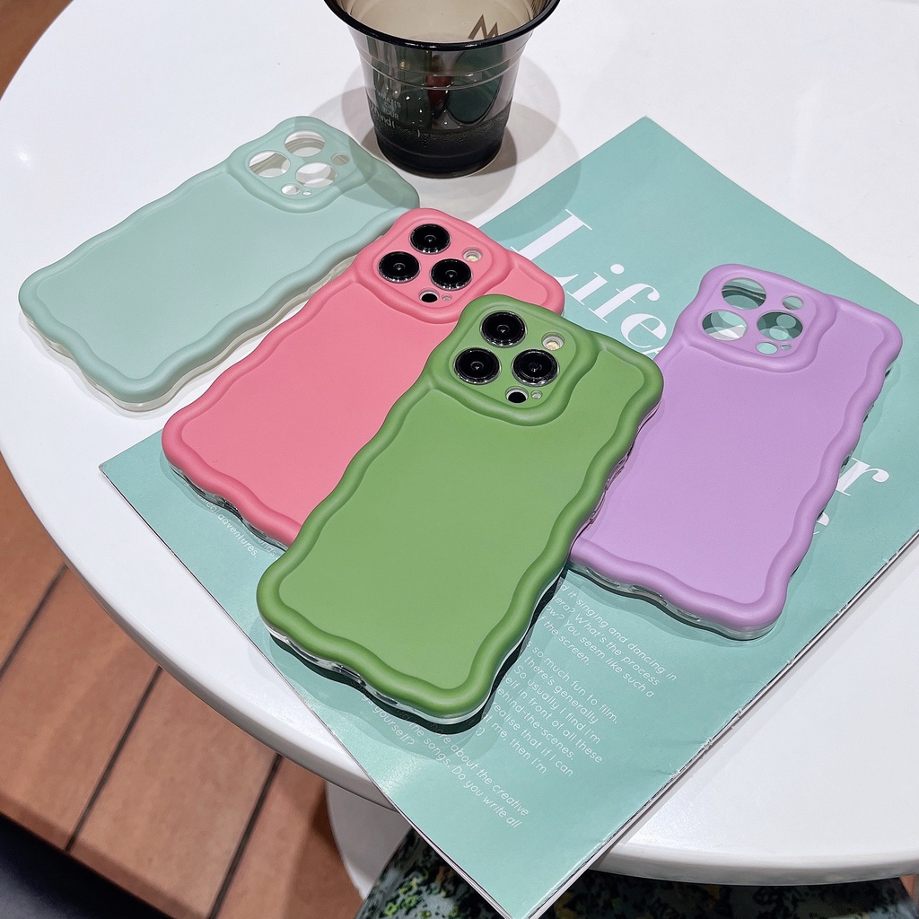Ốp Điện Thoại IMD Khung Lượn Sóng Màu Macaron Cho iPhone 14promax 14Pro 13Promax 12Promax