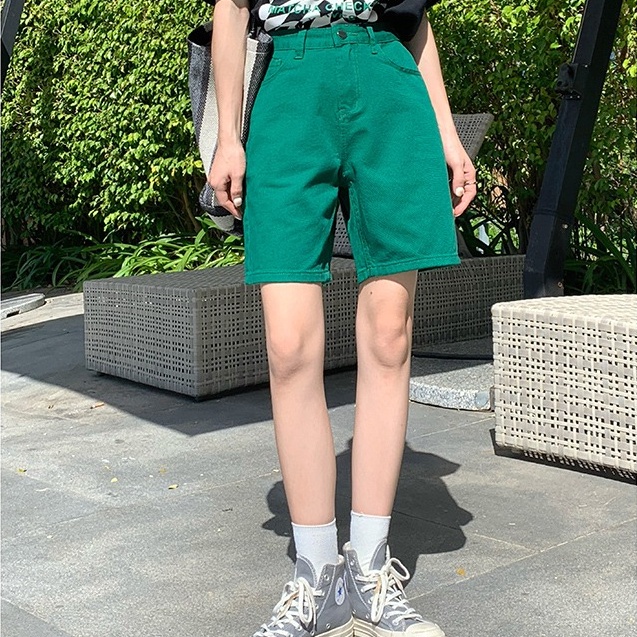 Quần short SUXI denim lưng cao ôm dáng phong cách Hàn Quốc thời trang xuân hè cho nữ