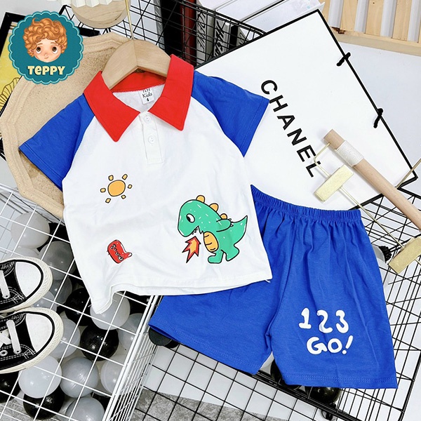 Set bộ áo và quần phối màu ngộ nghĩnh cho bé trai