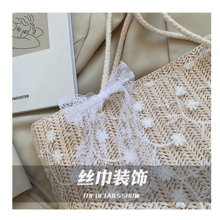Túi Tote Đeo Vai / Xách Tay Một Bên Vai Bằng Rơm Phối Ren Kích Thước Lớn Phong Cách Hàn Quốc Hàng Mới 2023 TTF612 Dành Cho Bạn