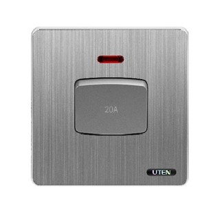 Công tắc 20A, 45A bình nóng, công tắc điều hòa mặt vuông tràn viền màu ghi xám Uten S300