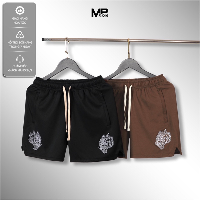 Quần ngắn thể thao Darc Sport logo thêu 7inch vải poly