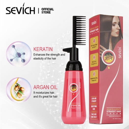 SEVICH Kem Duỗi Tóc Lược Duỗi Tóc Keratin 150Ml Dầu Argan Làm Thẳng Tóc Nhanh Chóng Tiện Lợi 150ml