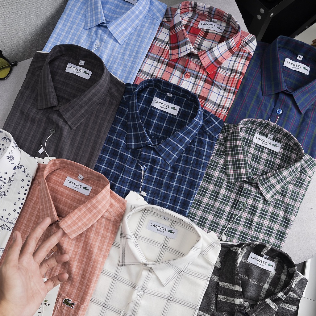 Sơ mi nam ngắn tay LC cam kẻ caro đẹp dễ mix đồ, vải oxford cao cấp, ít nhăn, giá rẻ - Đẳng cấp phái mạnh