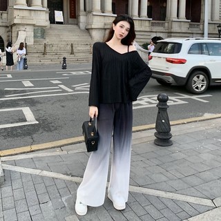 Set áo len mỏng quần loang - Hàng Quảng Châu