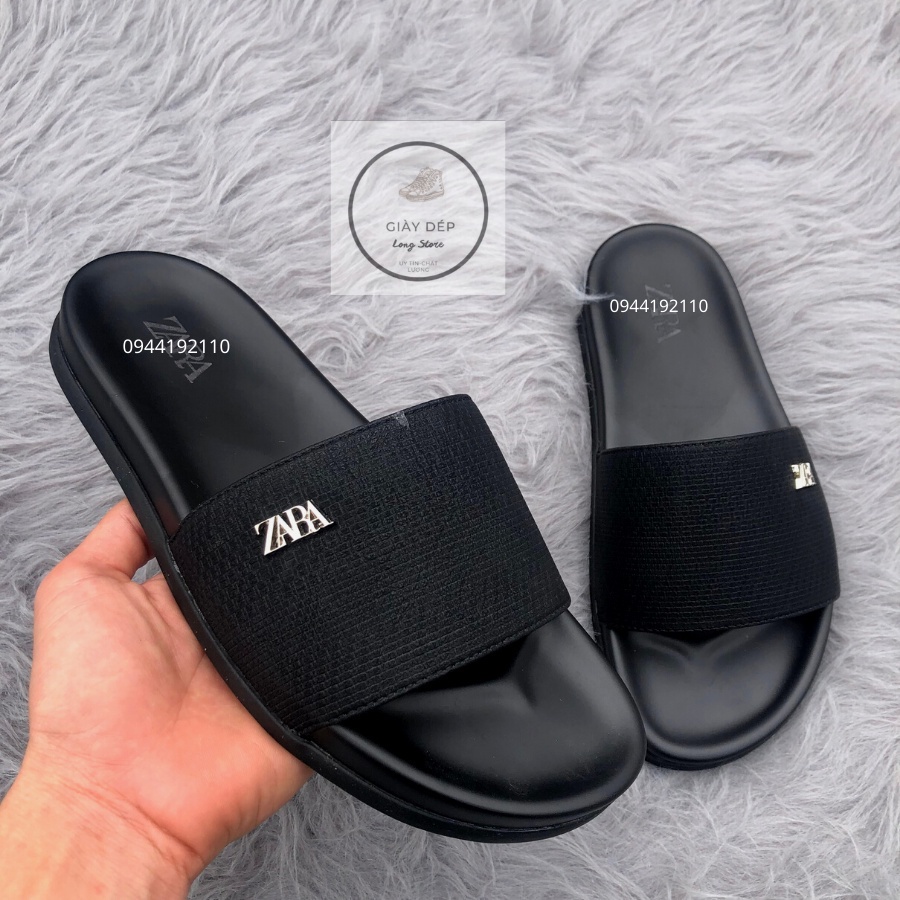 Dép Nam ZARA. Mạnh Cường, Dép nam quai ngang 1 bản quai xám đế cao su mặt kem