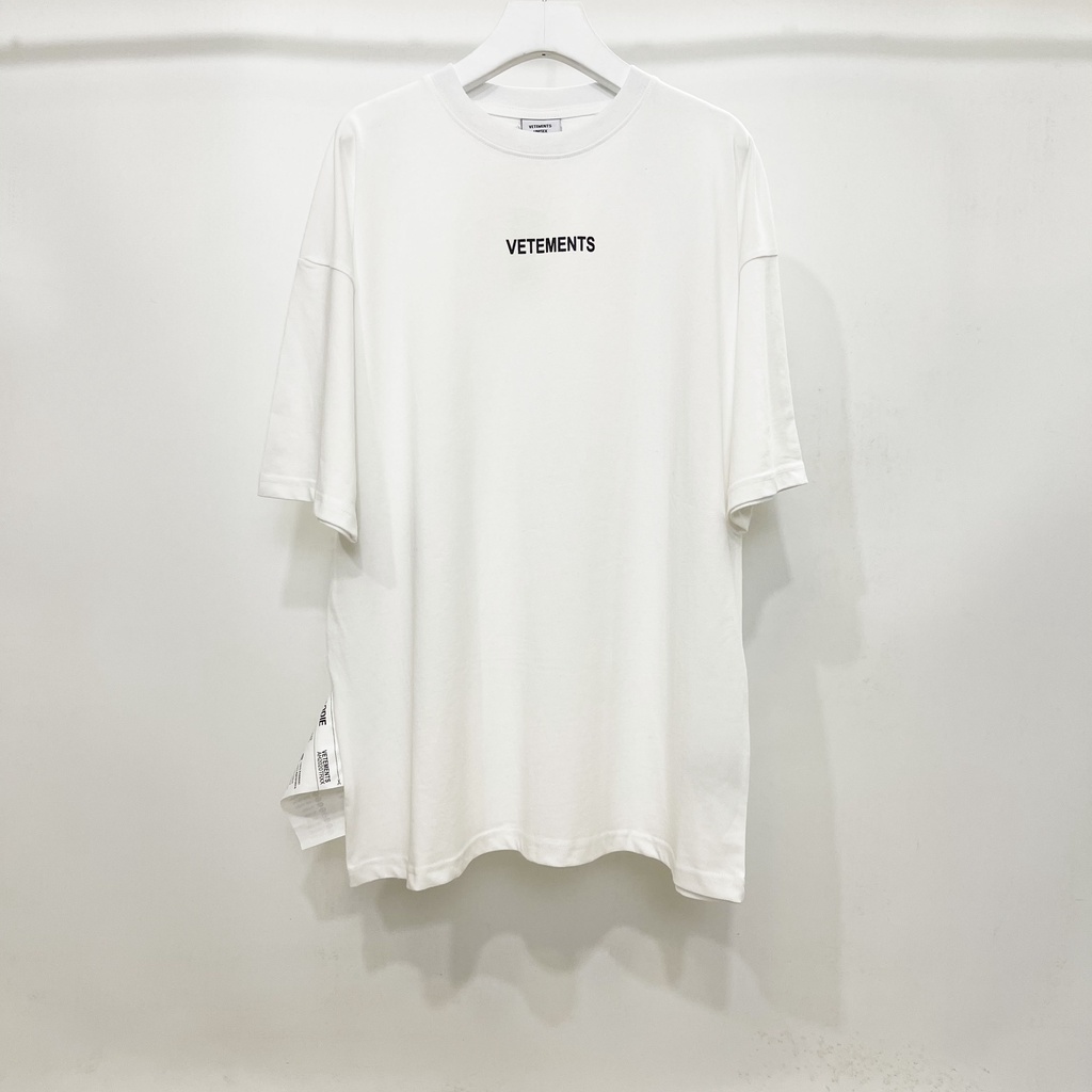 Áo Thun cotton Tay Ngắn Màu Trơn In Chữ VETEMENTS Thời Trang Cho Nam Và Nữ