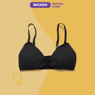 Áo Bra Thắt Nơ MICHOO Chất Cotton Đệm Mỏng Không Viền