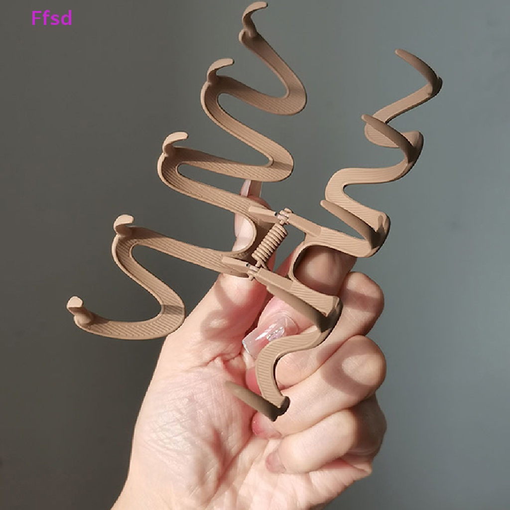 {Ffsd} Kẹp Tóc Càng Cua Thiết Kế Kiểu Hình Học Gợn Sóng Màu Đục Đặc Biệt Cho Nữ *