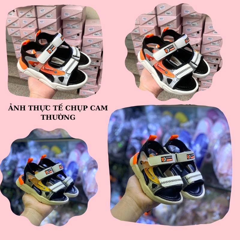 Dép sandal bé trai 1 2 3 4 5 tuổi quai hậu dán êm nhẹ màu đen trắng thời trang cho trẻ em mùa hè đi học đi chơi ST89