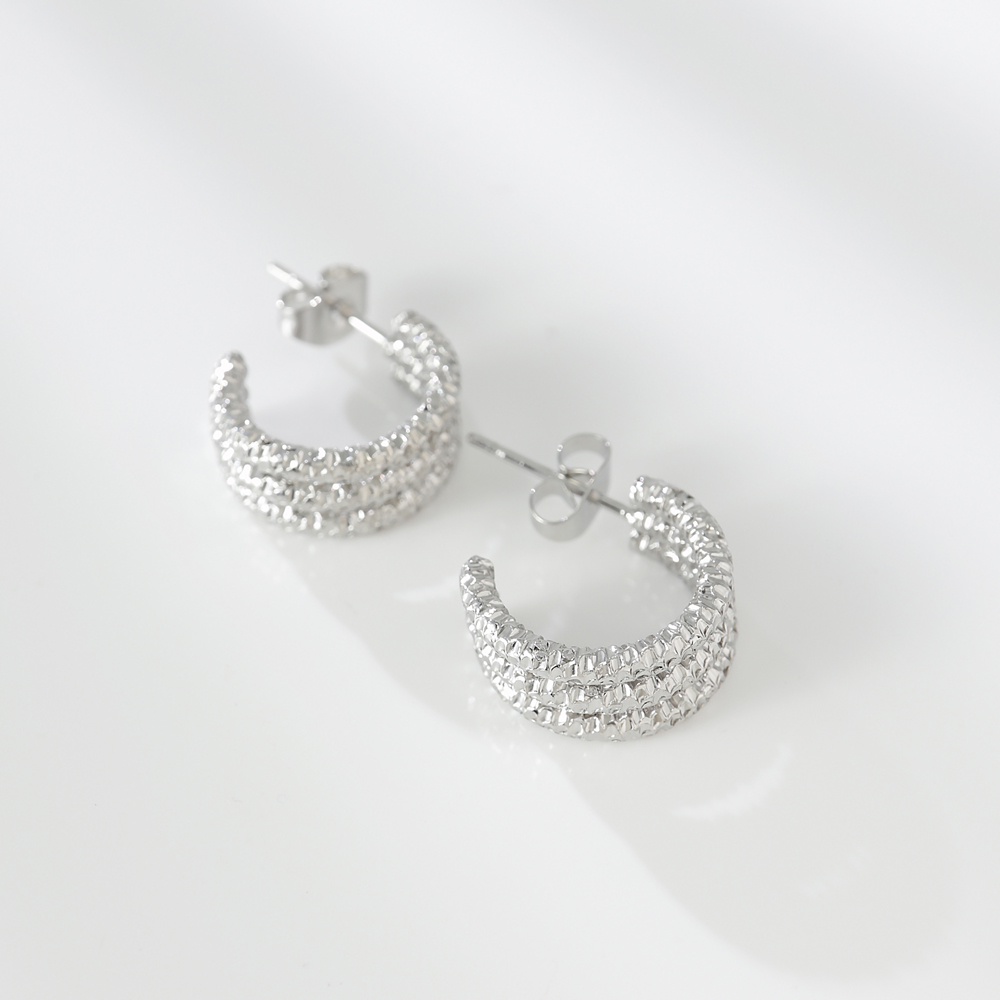 Bông Tai Nhiều Lớp Hình Chữ C Bằng Thép Titan Mạ Vàng 18K 925 Không Gây Dị Ứng Thời Trang Cho Nữ 15mm