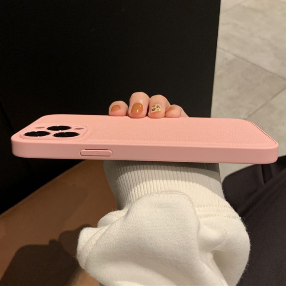 Ốp Điện Thoại Da Viền TPU Dẻo Màu Hồng Sang Trọng Chống Sốc / Mồ Hôi Cho IPhone 14 13 12 11 Pro Max X XR 8 7 Plus