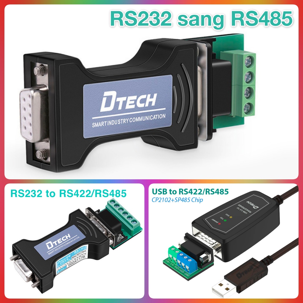Tổng hợp bộ chuyển RS232 sang RS422 RS485, USB sang COM RS422 RS485. Dtech DT-5019 DT-9000 DT-9003 cho máy công nghiệp