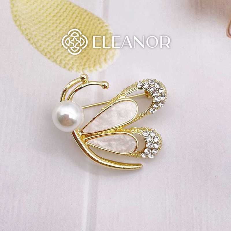 Ghim cài áo nữ Eleanor Accessories hình bướm đính đá ngọc trai nhân tạo phụ kiện trang sức độc đáo 5273