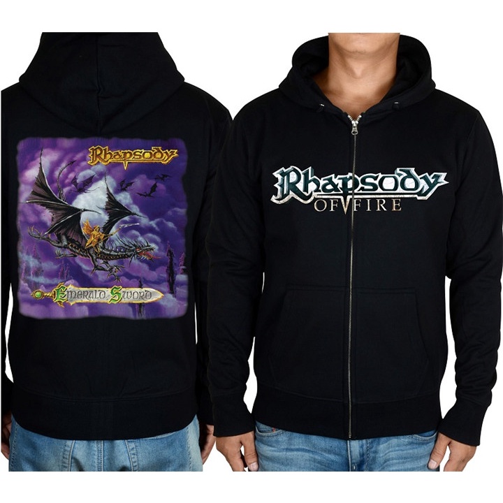Áo Khoác Hoodie Chui Đầu Có Khóa Kéo 6 Phong Cách Rhapsody Cool Dragon tracksuit Sandera Rock Black punk Hard Rock