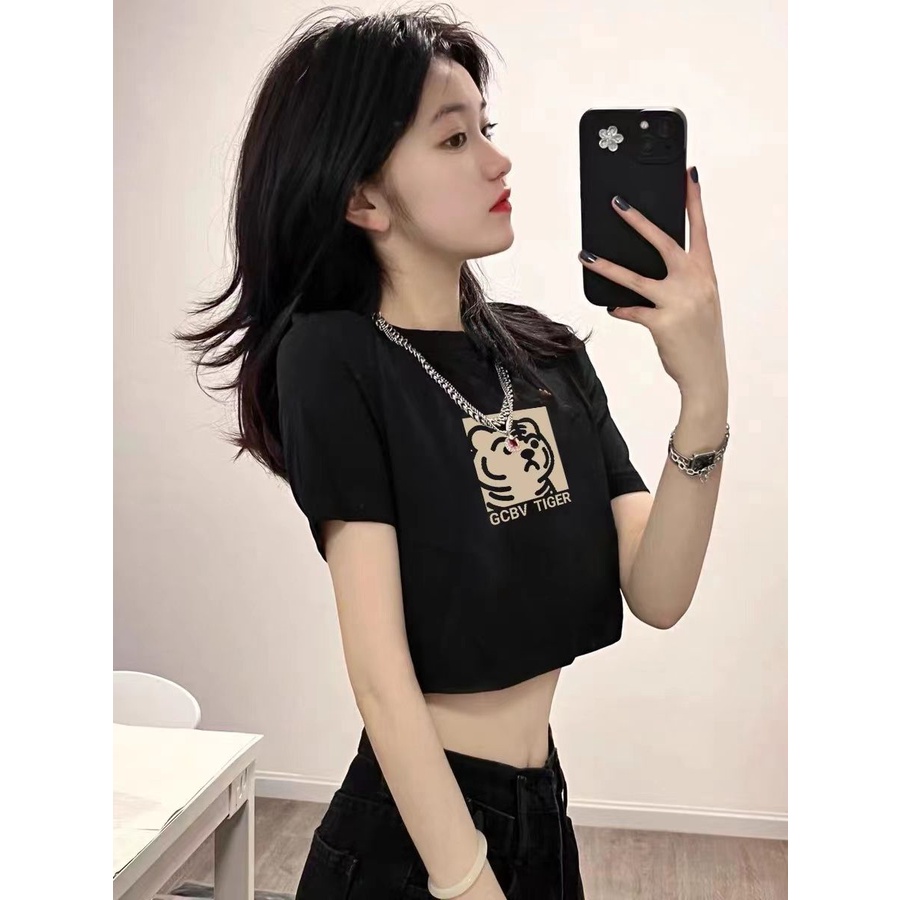 COZOK Áo Thun Ngắn Tay Dáng Ôm In Họa Tiết Thời Trang