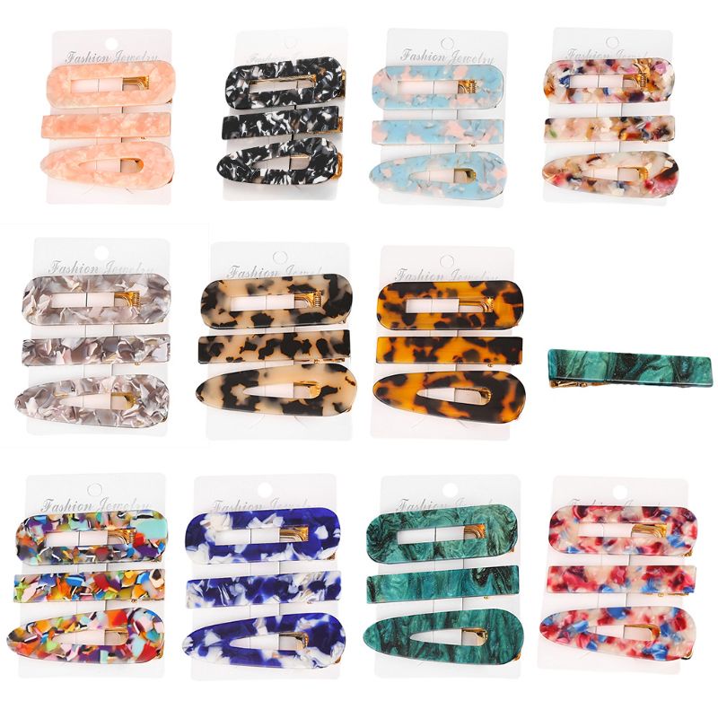 Set 3 Kẹp Tóc Họa Tiết Cẩm Thạch Thời Trang Cho Nữ