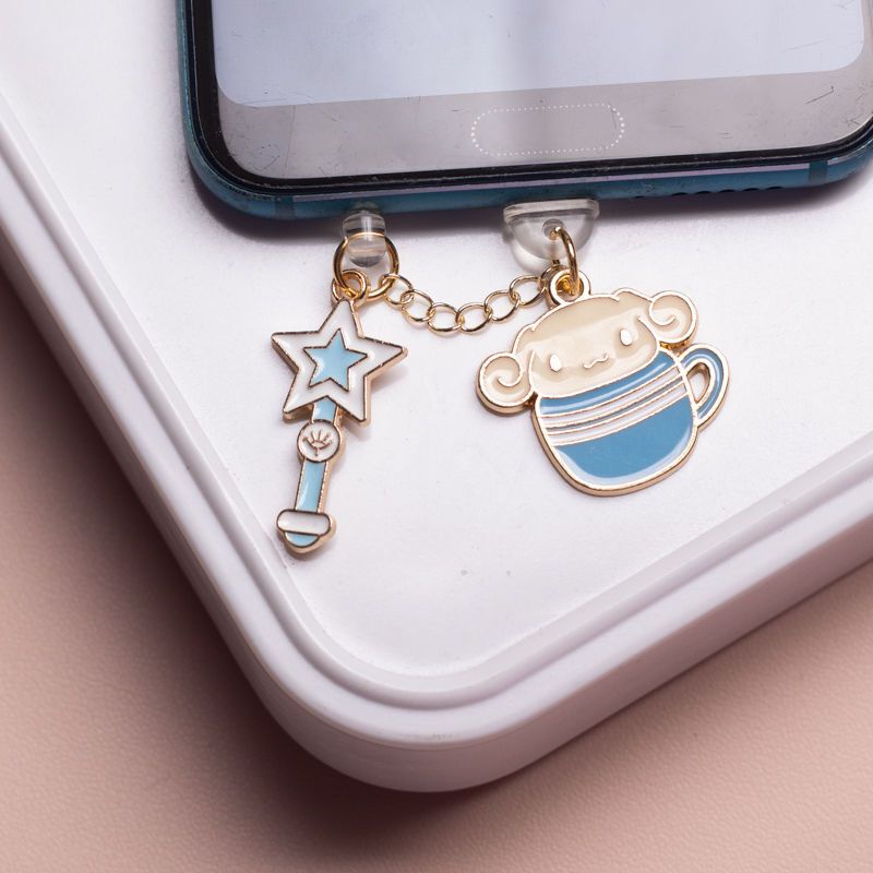 Nút Cắm Chống Bụi Cho Cổng Sạc Tai Nghe / Cáp Sạc Điện Thoại Di Động diy Hình Rồng Kuromi Thỏ Cinnamon Dog Kỳ Lân Hoạt Hình Trang Trí Chống Bụi