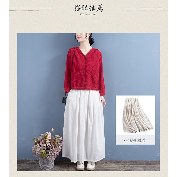 Áo Khoác Cotton Lanh Ngắn Dáng Rộng Cổ Chữ V Thời Trang Mùa Xuân Mới 2023 Kích Thước Lớn M-4xl