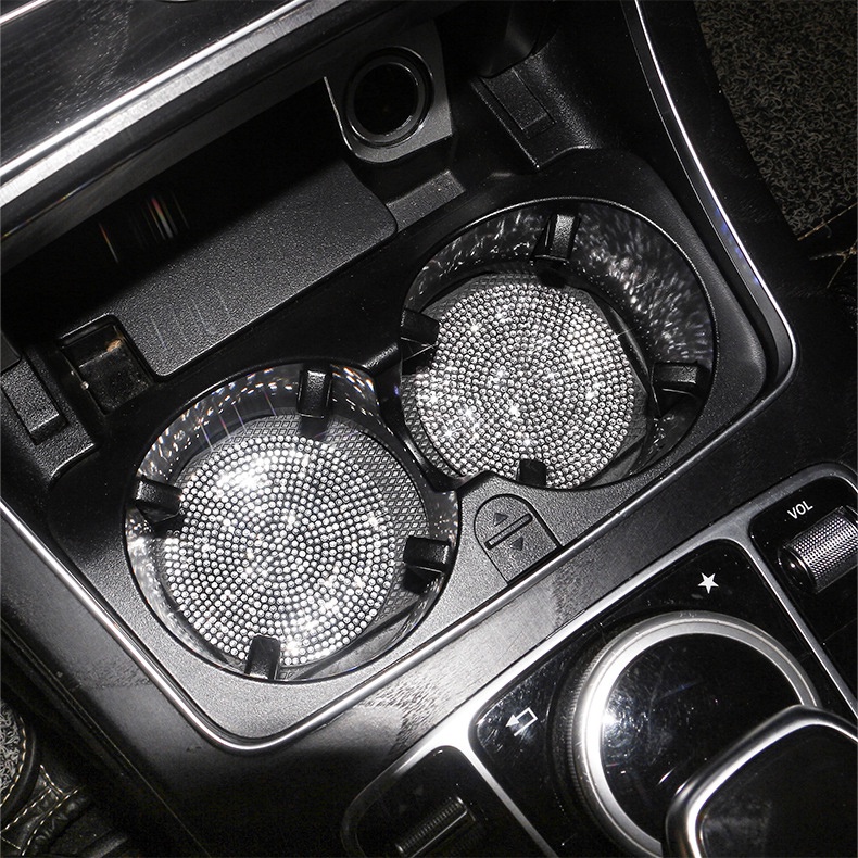 Miếng Lót Cốc Nước Đựng Đồ Trên Ô Tô Đính Đá Nổi Bật Cách Nhiệt Cao Cấp