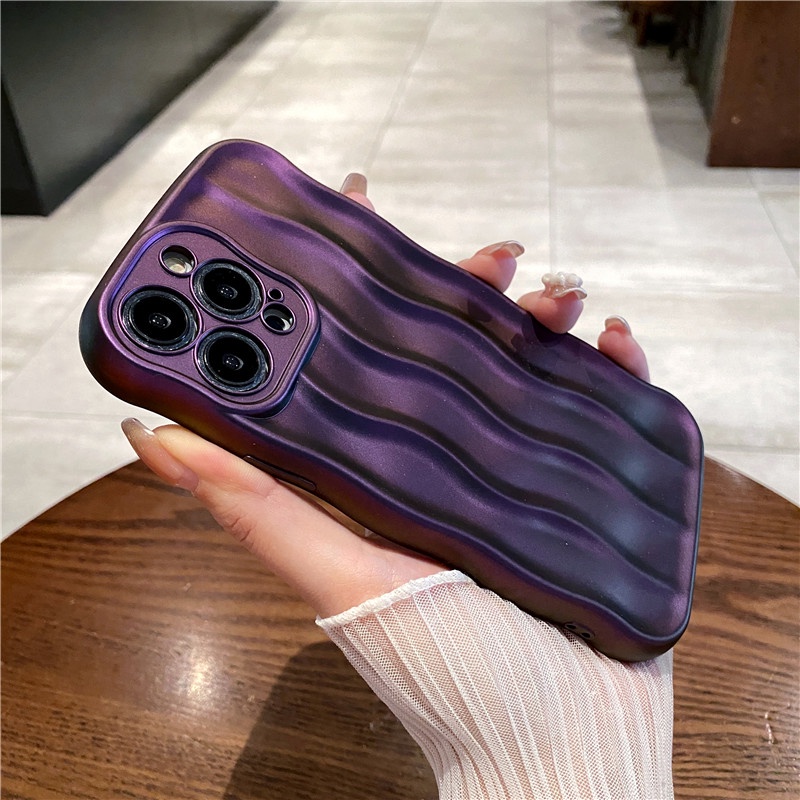 Ốp Điện Thoại iPhone 14 13 12 11 Pro max 14 plus case ốp lưng điện thoại i phone 14 13 12 11 promax Chống Sốc Bảo Vệ camera Kiểu Gợn Sóng Sang Trọng Sáng Tạo Cho iP 11 12 13 14 Pro max 14plus