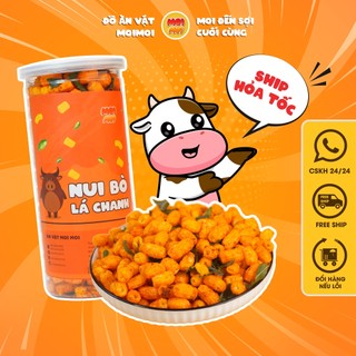Nui sấy khô bò lá chanh, nui giòn xóc bò lá chanh MoiMoi đồ ăn vặt 300g