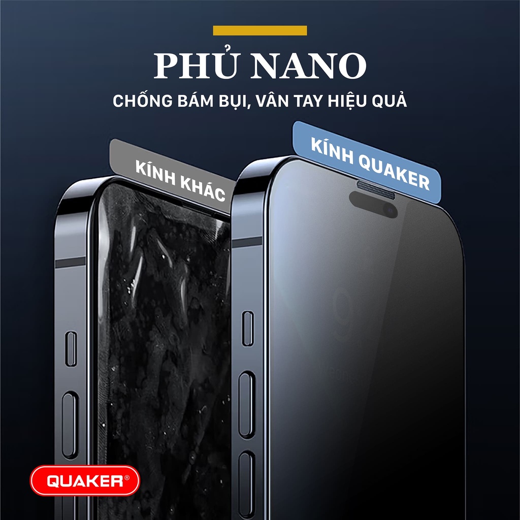 Kính cường lực iphone 3in1 Quaker 7 8 PLUS X XS XSMAX 11 12 13 14 PROMAX