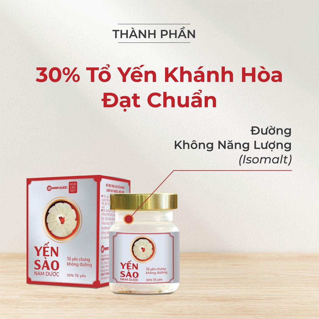 Combo 5 hũ Yến sào Nam Dược chưng không đường 70ml bồi bổ sức khỏe, dùng được cho người giảm cân, ăn kiêng, béo phì